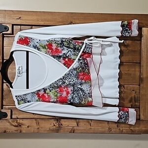 Joseph Ribkoff Floral Lace Sheer Overlay Top Sz 10